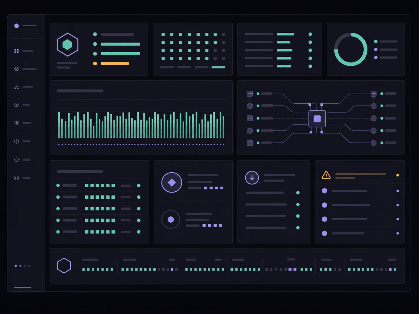 Infrastructure monitoring dashboard with uptime, services, certificates, backups and alerts.